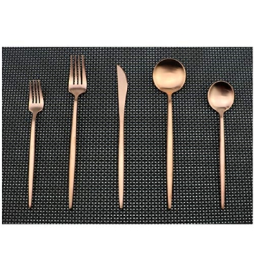 Luxury Flatware Set for 4, Rose Gold Plated Stainless Steel