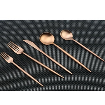 Luxury Flatware Set for 4, Rose Gold Plated Stainless Steel