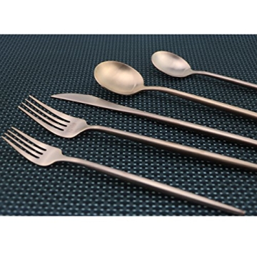 Luxury Flatware Set for 4, Rose Gold Plated Stainless Steel