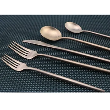 Luxury Flatware Set for 4, Rose Gold Plated Stainless Steel