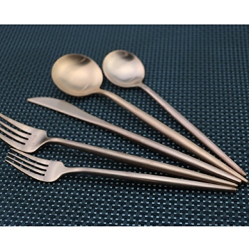 Luxury Flatware Set for 4, Rose Gold Plated Stainless Steel