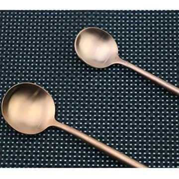 Luxury Flatware Set for 4, Rose Gold Plated Stainless Steel