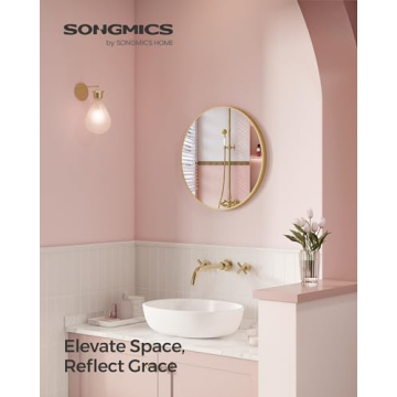 SONGMICS 24-Inch Round Gold Mirror for Any Home