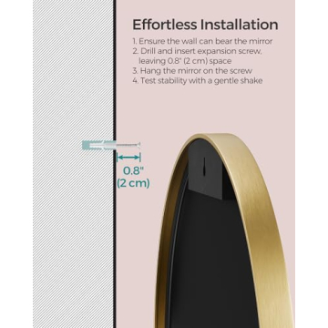 SONGMICS 24-Inch Round Gold Mirror for Any Home