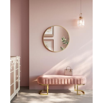 SONGMICS 24-Inch Round Gold Mirror for Any Home