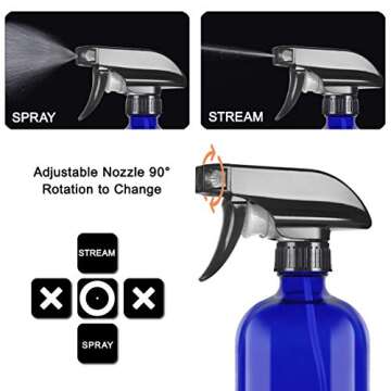 NVioAsport Empty Glass Spray Bottles 2PC,16oz Refillable Containers for Cleaning Solutions,Gardening...