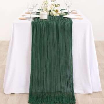 MLMC Emerald Green Cheesecloth Table Runner for Elegant Events