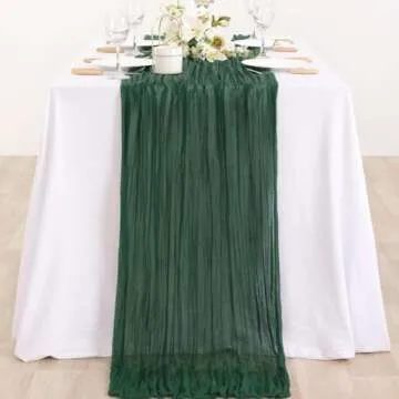 MLMC Emerald Green Cheesecloth Table Runner for Elegant Events