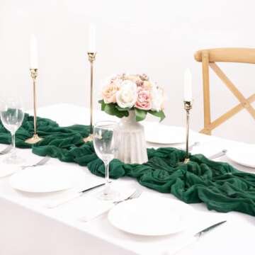 MLMC Emerald Green Cheesecloth Table Runner for Elegant Events