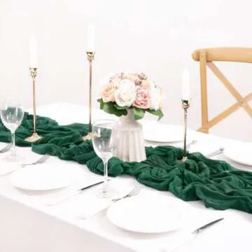 MLMC Emerald Green Cheesecloth Table Runner for Elegant Events