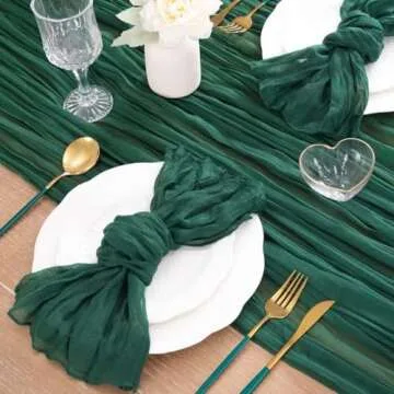 MLMC Emerald Green Cheesecloth Table Runner for Elegant Events