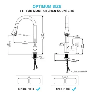 SOKA Gold Kitchen Faucet Pull Out Gold Single Handle Kitchen Sink Faucet with Pull Down Sprayer 3 Hole for RV Utility / Laundry Sink Stainless Steel, brushed gold (SK5002AR)