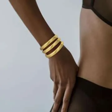 Emibele Gold Bangle Bracelet Set 3Pcs - Affordable Luxury for Every Occasion
