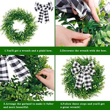 CEWOR Artificial Boxwood Wreath for Indoor Outdoor Decor