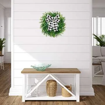 CEWOR Artificial Boxwood Wreath for Indoor Outdoor Decor