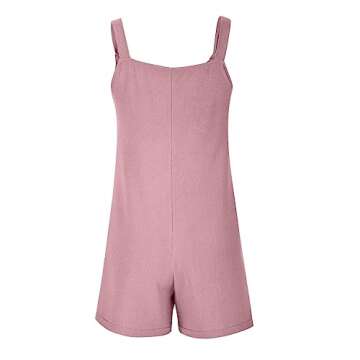 RKSTN Adult Onesie Women's Jumpsuits, Rompers for Women Summer Comfortable Casual Suspender Shorts Solid Color Overalls with Pockets Pants 2024 Playsuit Womens Jumpsuits Casual Pink X-Large