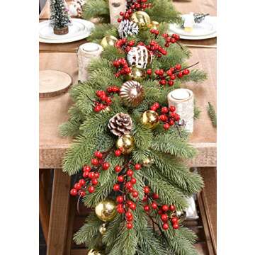 DearHouse 6Ft Artificial Pine Christmas Garland Winter Greenery Garland for Holiday Season Mantel Fi...