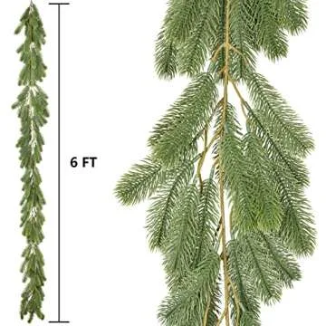 DearHouse 6Ft Artificial Pine Christmas Garland Winter Greenery Garland for Holiday Season Mantel Fireplace Table Runner Centerpiece Décor (Green)