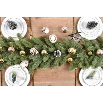 DearHouse 6Ft Artificial Pine Christmas Garland Winter Greenery Garland for Holiday Season Mantel Fireplace Table Runner Centerpiece Décor (Green)