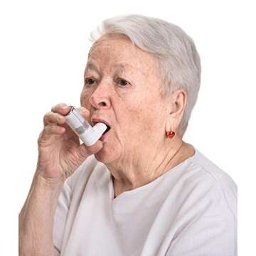 Wallmonkeys Senior Woman with Asthma Inhaler Wall Decal Peel and Stick Graphic WM335116 (18 in H x 15 in W)