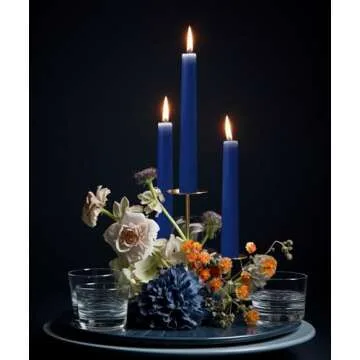 Exquisite 10 Inch Navy-Blue Taper Candles - 10 Pack Unscented for Decoration