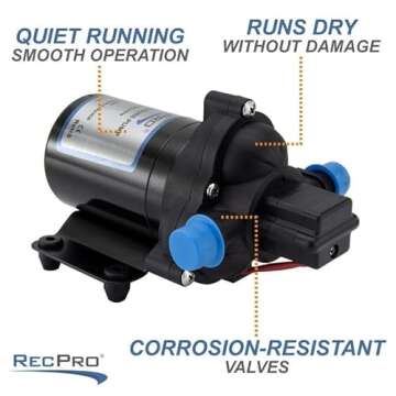 RecPro RV Water Pump Direct Replacement For Shurflo 4008-101-A65 3.0 GPM | 12V Water Pump | Self-Prime | Camper Water Pump | RV Plumbing