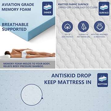 ORTHOMTEX Cooling Gel Memory Foam Mattress Topper 3 Inch