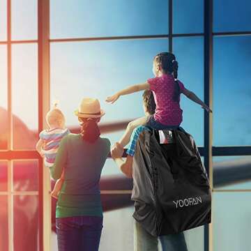 YOOFAN Car Seat Travel Bag, Waterproof Carseat Gate Check Backpack for Air Travel with Adjustable Padded Straps, Front Strap, Luggage ID Window for Car Seat, Stroller, Booster (46x46x85cm)