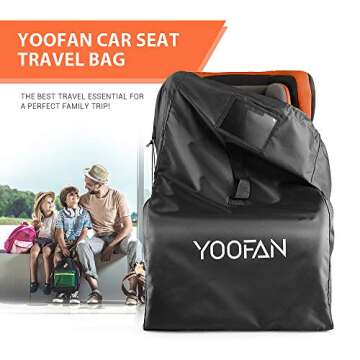 YOOFAN Car Seat Travel Bag, Waterproof Carseat Gate Check Backpack for Air Travel with Adjustable Padded Straps, Front Strap, Luggage ID Window for Car Seat, Stroller, Booster (46x46x85cm)