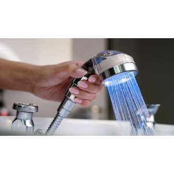 Socila Professional LED Sprayer Head 2.5 Inch Auto Color Changing, Rainfall High Pressure, And Water Filtration For Shampoo Bowl