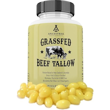 Ancestral Supplements Grass Fed Beef Tallow Capsules for Immune and Skin Support