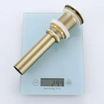 RANDOM Brushed Gold Sink Drain Stopper Without Overflow Bathroom Pop Up Drain Faucet Assembly Stopper for Vessel Vanity Sink Solid Brass RD83001BG.