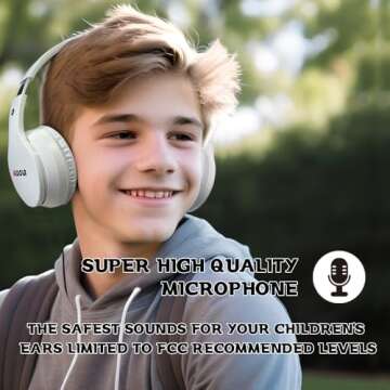 MIDOLA Kids Headphones Bluetooth 5.3 Wireless 60H Play Time Volume Limit 85/110dB Over Ear Foldable Protection Headset/Wired AUX Cord Mic for Child Boy Girl Travel School Phone Pad Tablet White