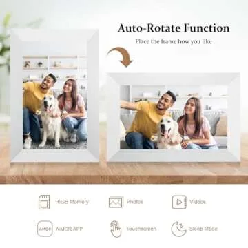 AEEZO 10.1 Inch WiFi Digital Picture Frame, IPS Touch Screen Smart Cloud Photo Frame with 16GB Storage, Auto-Rotate Easy Setup to Share Photos or Videos via AiMOR APP, Wall Mountable White