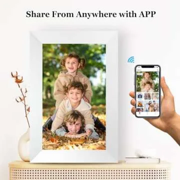 AEEZO 10.1 Inch WiFi Digital Picture Frame, IPS Touch Screen Smart Cloud Photo Frame with 16GB Storage, Auto-Rotate Easy Setup to Share Photos or Videos via AiMOR APP, Wall Mountable White