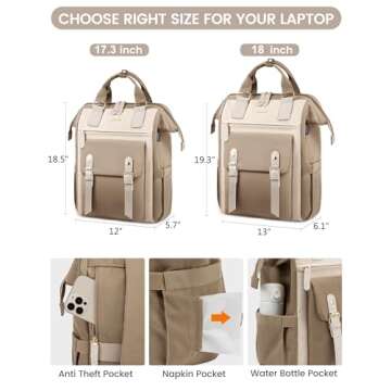 LOVEVOOK Travel Laptop Backpack for Women, 18 Inch Extra Large Backpack Purse Teacher Bags Work, Weekender Carry on Computer Backpack with Luggage Strap, Nurse Bags College Backpack