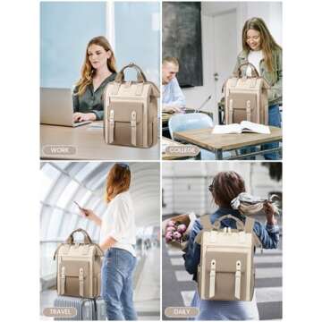 LOVEVOOK Travel Laptop Backpack for Women, 18 Inch Extra Large Backpack Purse Teacher Bags Work, Weekender Carry on Computer Backpack with Luggage Strap, Nurse Bags College Backpack