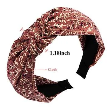 LifeDawn 4Pcs Headbands for Women,Floral Pattern Knotted Wide Headbands Cross Knot Hair Bands Vintage Hairband Turban Hoops Twist Headbands Accessories,Style 1