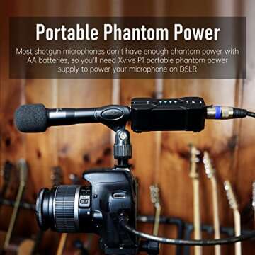 Xvive P1 Phantom Power Supply for Microphone Preamp,Condenser Microphones,Shotgun Mic,with XLR Cable