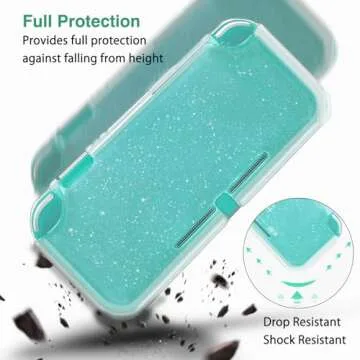 TIKOdirect Carrying Case for Switch lite, Shockproof Portable Travel Bag with Glitter Galaxy cover, Screen Protectors and Cute Leaf Thumb Grips Caps, Animal Crossing Green