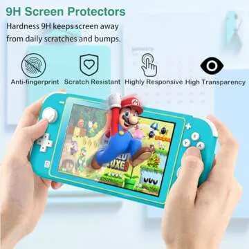 TIKOdirect Carrying Case for Switch lite, Shockproof Portable Travel Bag with Glitter Galaxy cover, Screen Protectors and Cute Leaf Thumb Grips Caps, Animal Crossing Green
