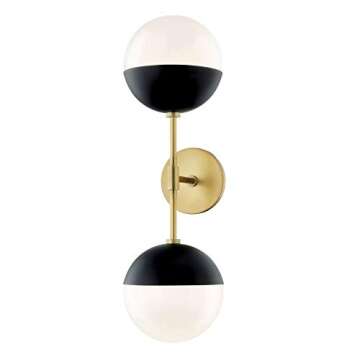 MITZI HUDSON VALLEY LIGHTING H344102A-AGB/BK Renee Wall/Sconces, 2-light, 60W, Aged Brass/Black Fini...