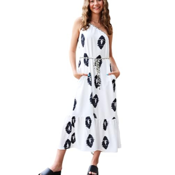 Elegant CCTOO Women's Floral Print Maxi Dress - Sleeveless Summer Knot One Shoulder Flowy Dress with...
