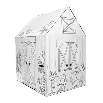 Easy Playhouse Barn - Kids Art & Craft for Indoor & Outdoor Fun, Color Favorite Farm Animals – Decorate & Personalize The Cardboard Fort, 32" X 26. 5" X 40. 5" - Made in USA, Age 3+