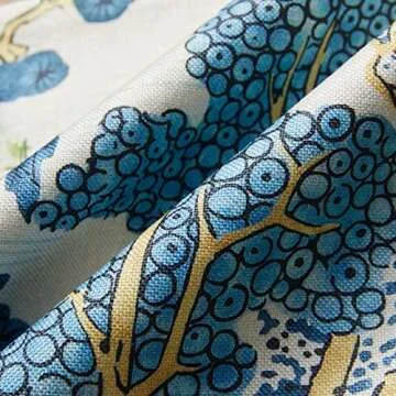 BLESFEST Pack of 2, Chinoiserie Pillow Cover 20 x 20 Inch Asian Scenic Blue and Green Throw Pillow Covers Linen Farmhouse Tree Leaves Pillow Case Cushion Covers for Sofa Couch Living Room