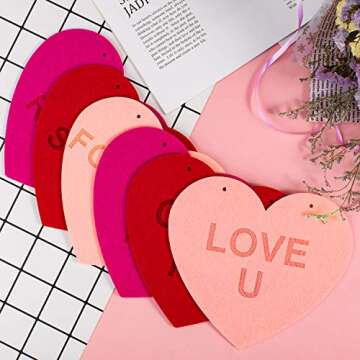 Whaline Valentine's Day Felt Heart Garland for Decor