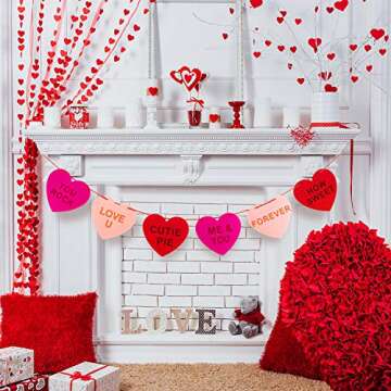 Whaline Valentine's Day Felt Heart Garland for Decor