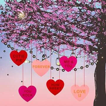 Whaline Valentine's Day Felt Heart Garland for Decor