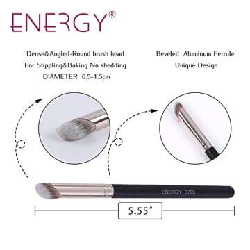 ENERGY Angled Flat Concealer Brush Under Eye Concealer Nose Contour Brush for Bronzer Liquid Foundation Cream Cosmetic Press Powder Concealer Palette Blending Buffing Stippling Brush Small 370S