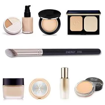 ENERGY Angled Flat Concealer Brush Under Eye Concealer Nose Contour Brush for Bronzer Liquid Foundation Cream Cosmetic Press Powder Concealer Palette Blending Buffing Stippling Brush Small 370S